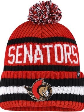 47 Ottawa Senators Red Black White Pom Beanie